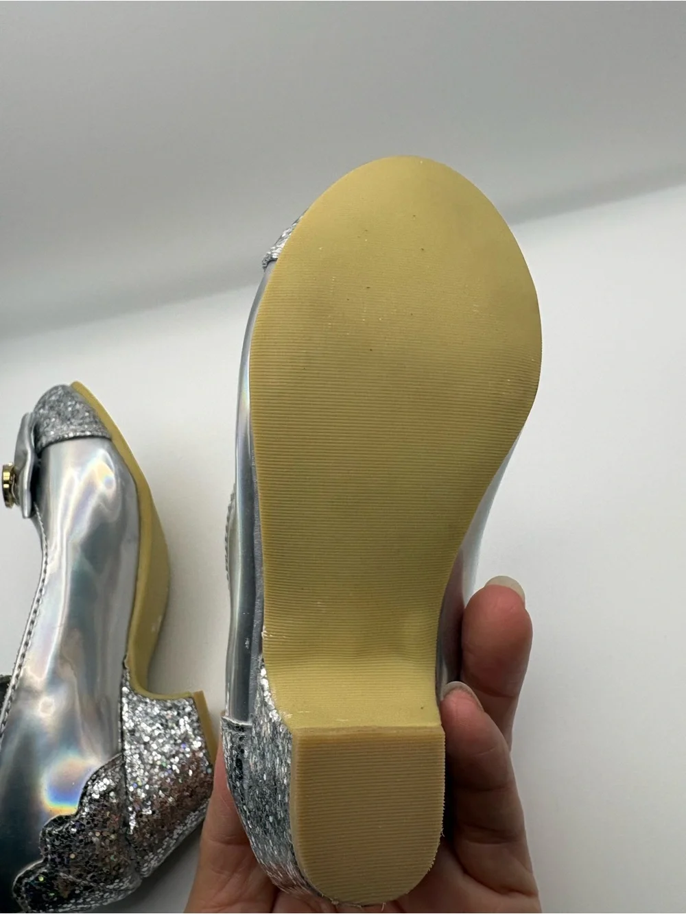 Disney Silver Glitter Mermaid Dress Shoes with Shell Bow